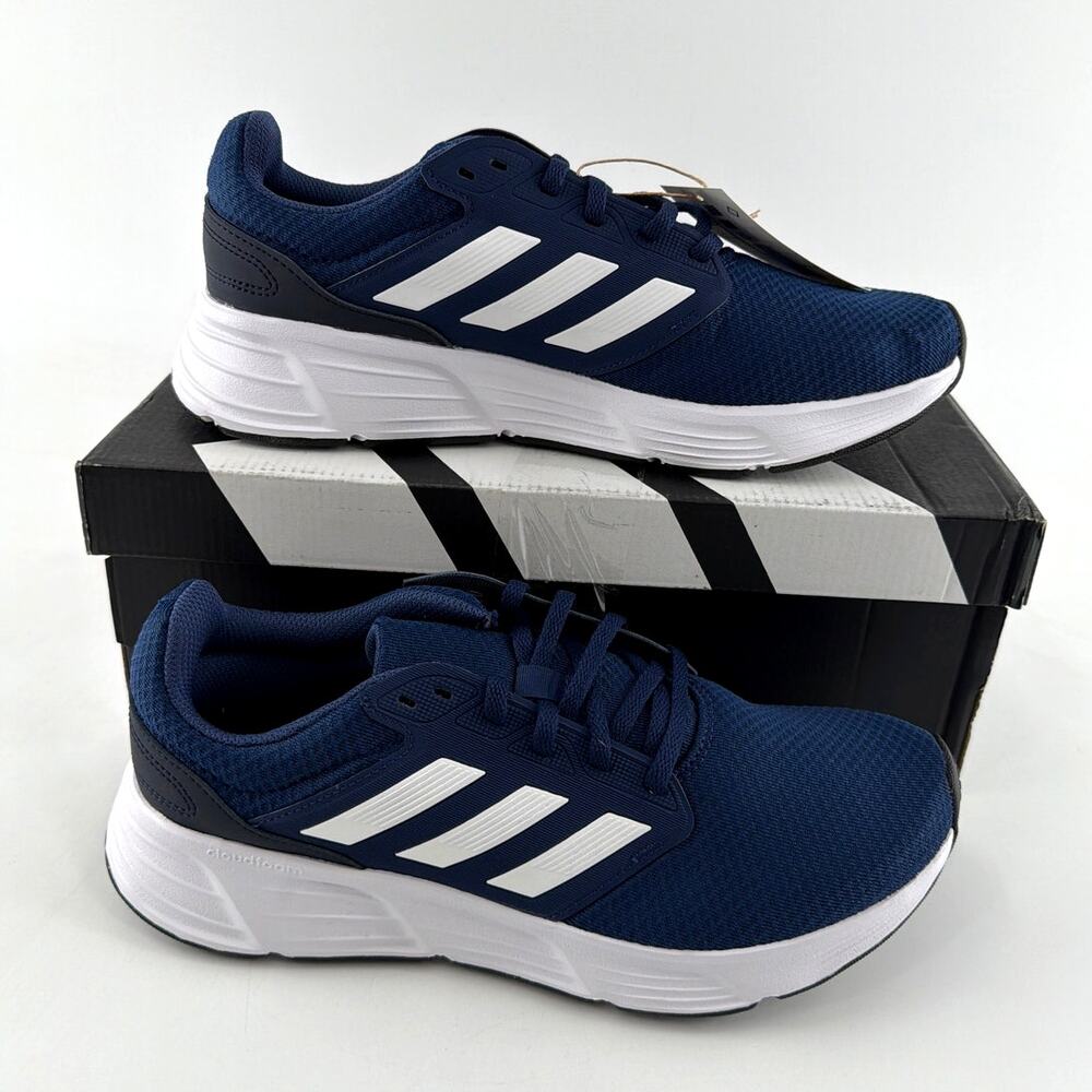 Adidas Men's Tech Indigo Cloud White Legend Ink Galaxy 6 Running Shoes Size 9 - Picture 5 of 14